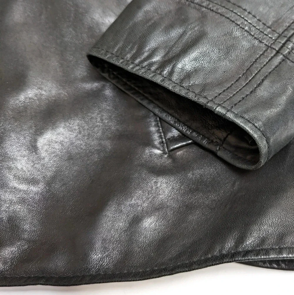 Round Tree & Yorke Black Premium Lambskin Leather Jacket Buttery Soft XL